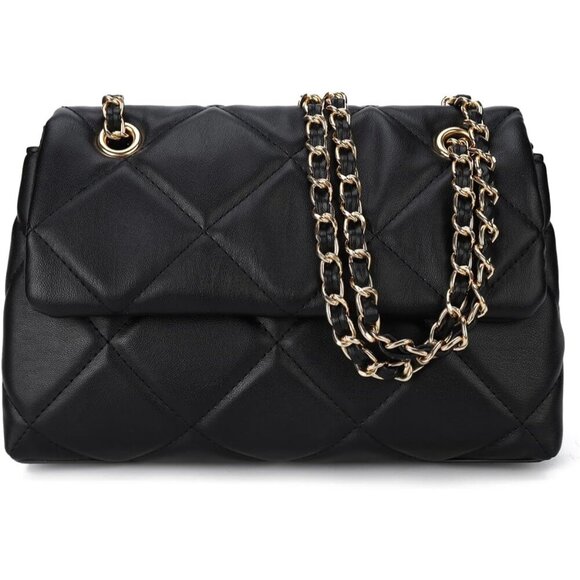 🆕 Women Black Trendy Quilted Crossbody Purse Small Chain Clutch Shoulder Bags - Picture 1 of 6